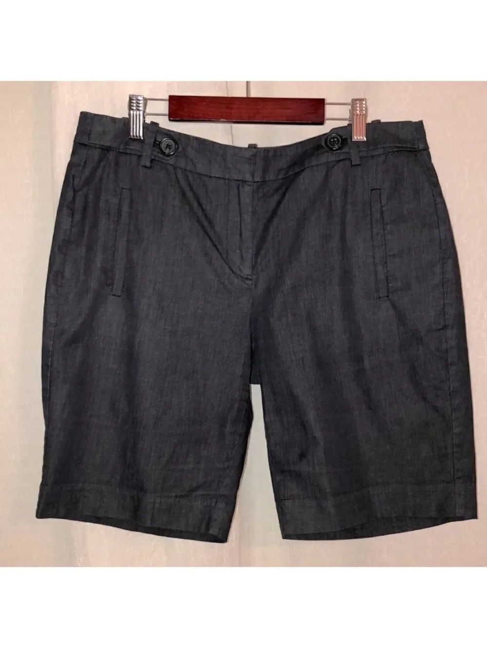 LOFT 6 Denim Like Chambray Navy Cotton Dress Shorts